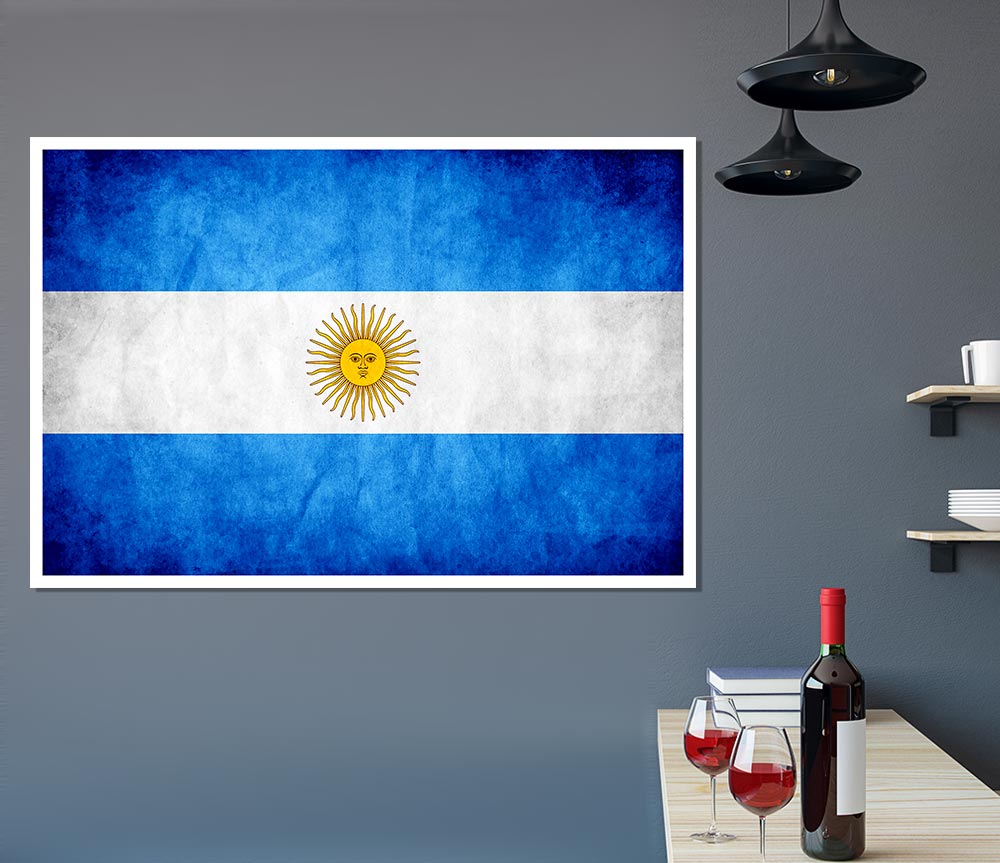 Argentina Flag Print Poster Wall Art