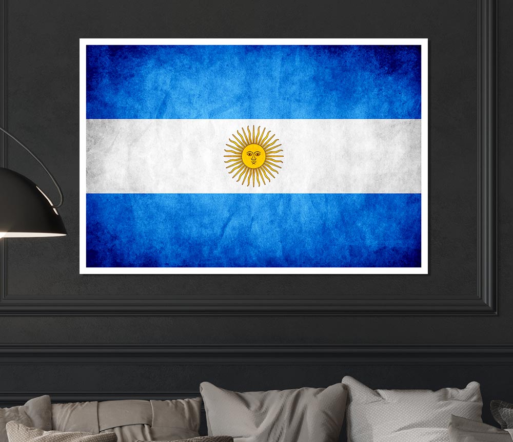 Argentina Flag Print Poster Wall Art