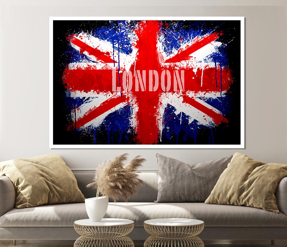 London Uk Flag Print Poster Wall Art