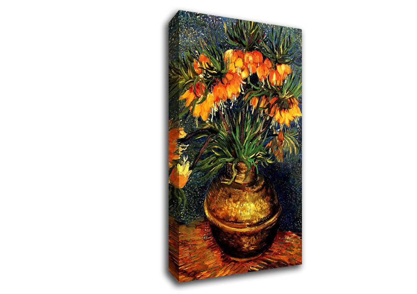 Picture of Van Gogh Fritillaries In A Copper Vase Wide Canvas Wall Art