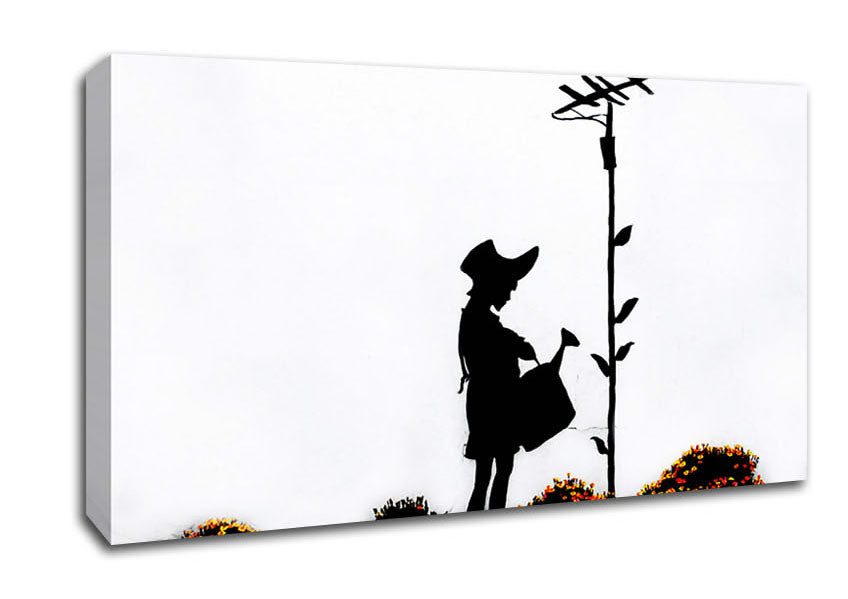 Picture of Watering Can Girl Wide Canvas Wall Art