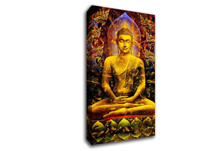 Picture of Meditating Buddha Dragons Wide Canvas Wall Art