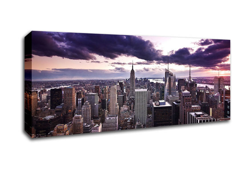 Picture of Aerial View Of New York City At Dusk Panoramic Canvas Wall Art