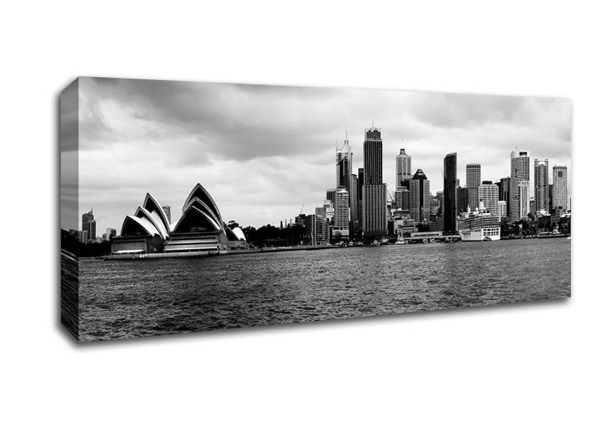 Picture of Australia Sydney River View B n W Panoramic Canvas Wall Art