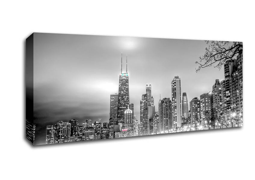 Picture of Black n White City Panoramic Canvas Wall Art