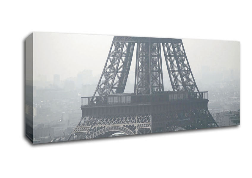 Picture of Black And White Eiffel Tower Panoramic Canvas Wall Art