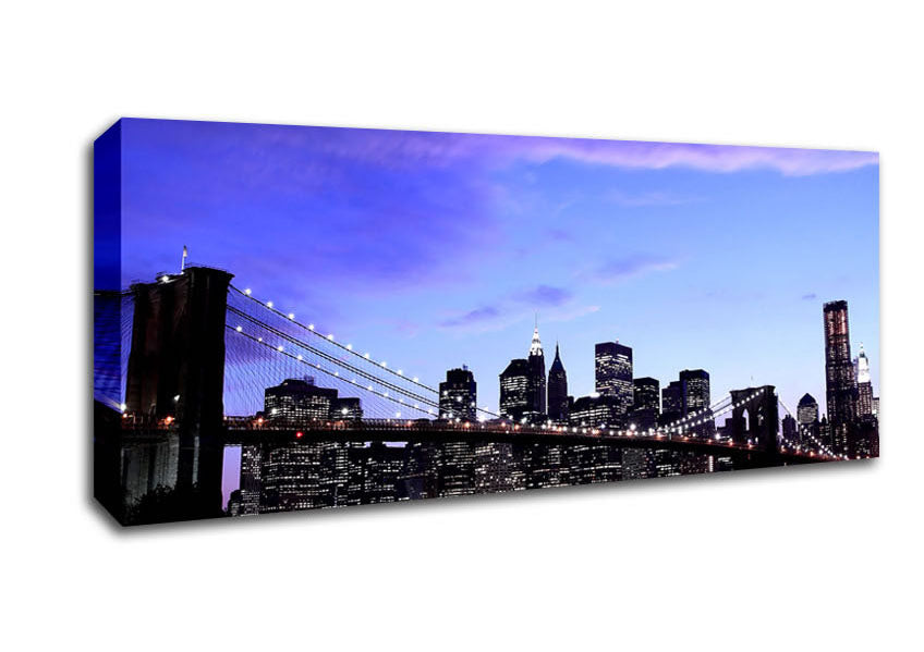 Picture of Brooklyn Bridge At Night Panoramic Canvas Wall Art