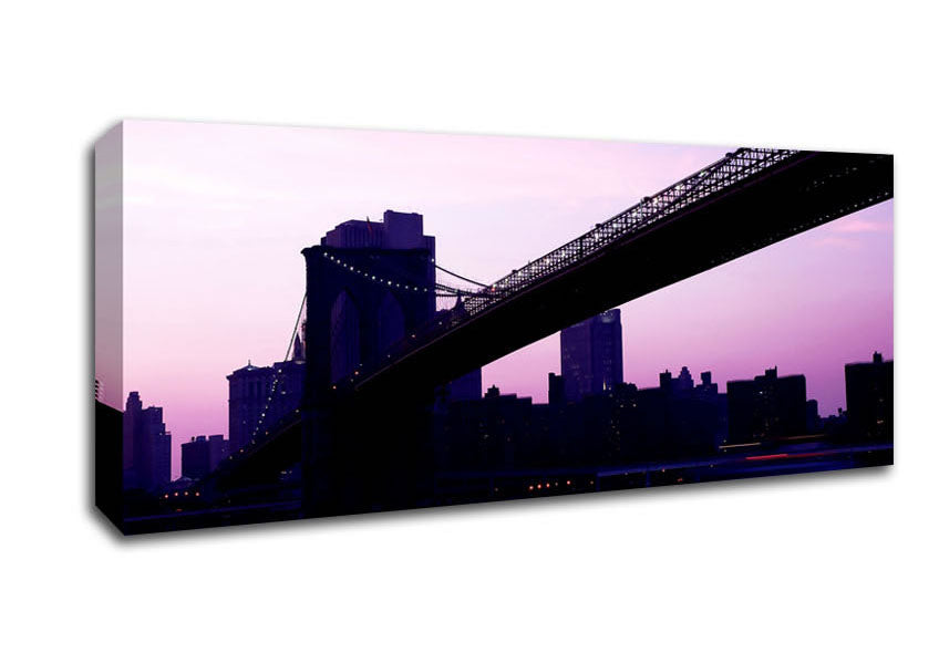 Picture of Brooklyn Bridge Purple Hue Panoramic Canvas Wall Art