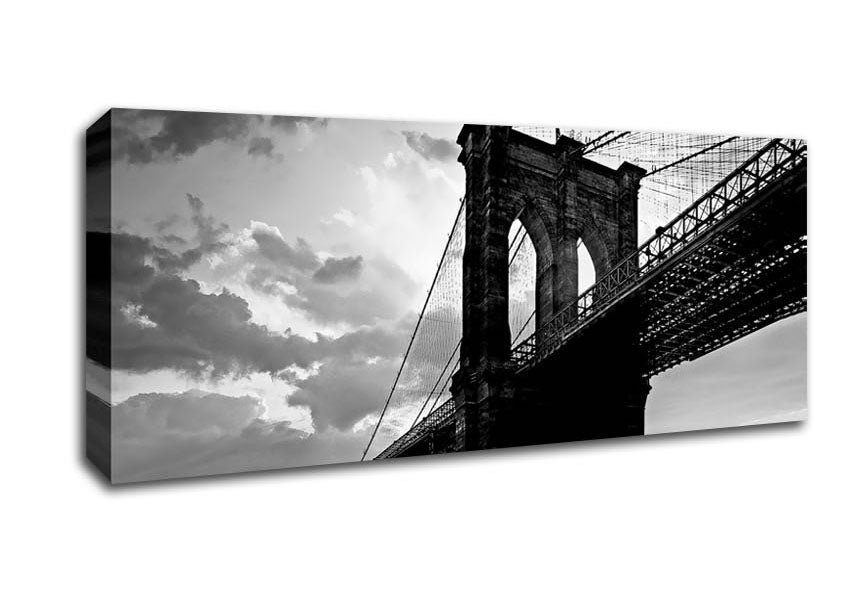 Picture of Brooklyn Bridge Sunset B n W Panoramic Canvas Wall Art