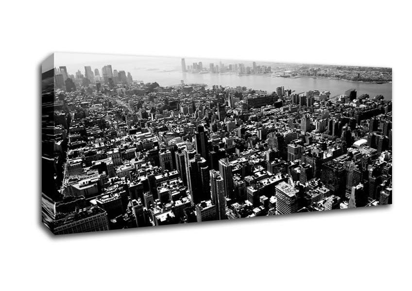 Picture of Chicago Arial View B n W Panoramic Canvas Wall Art