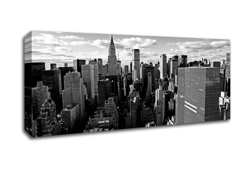 Picture of Chicago City View B n W Panoramic Canvas Wall Art