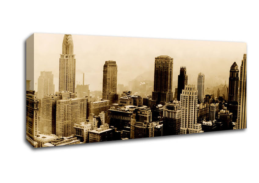 Picture of Chicago Mist Sepia Panoramic Canvas Wall Art