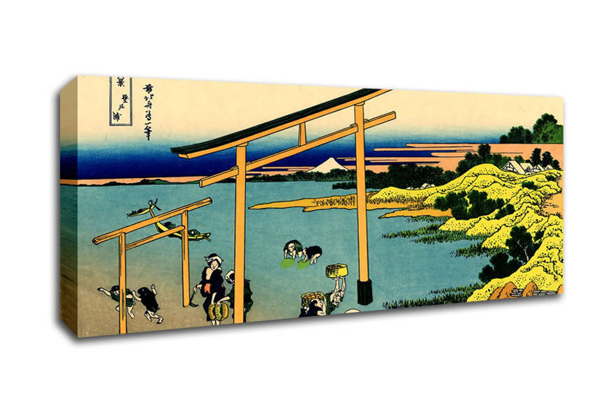 Picture of Hokusai Bay Of Noboto Panoramic Canvas Wall Art