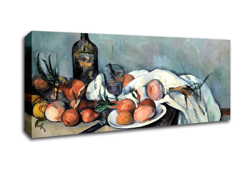 Picture of Cezanne Still Life With Onions Panoramic Canvas Wall Art