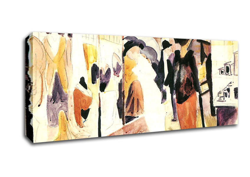 Picture of August Macke Fashion Shop Porch Panoramic Canvas Wall Art