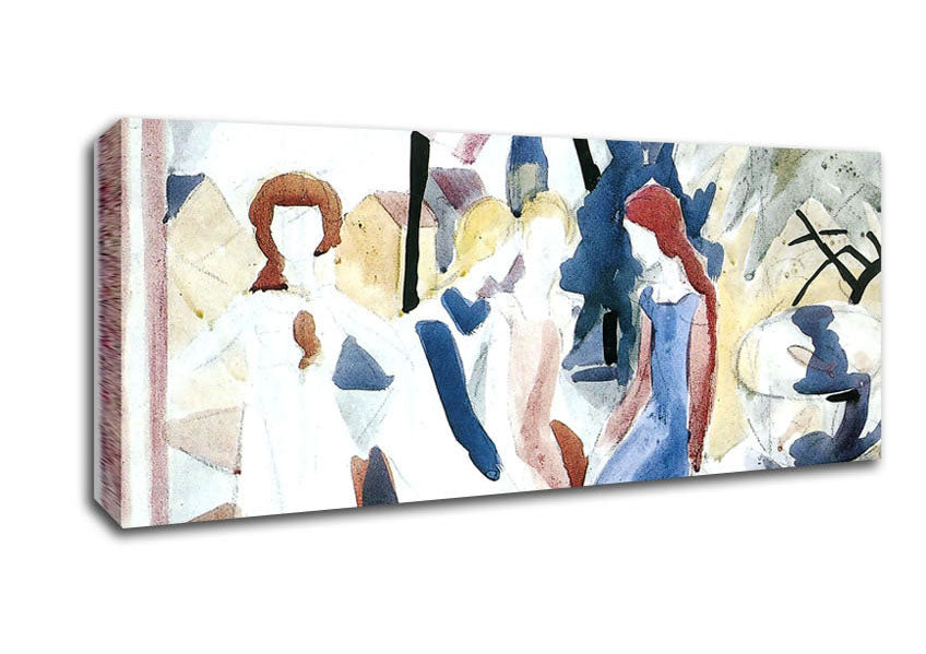 Picture of August Macke Four Girls On Altane Panoramic Canvas Wall Art