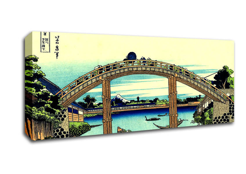 Picture of Hokusai Fuji Seen Through The Mannen Bridge Panoramic Canvas Wall Art