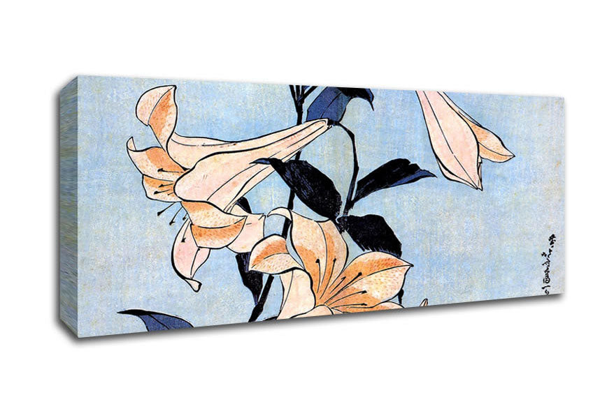 Picture of Hokusai Lilies Panoramic Canvas Wall Art