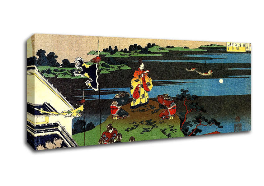 Picture of Hokusai Nakamaro Looking At The Moon Panoramic Canvas Wall Art