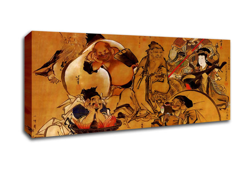 Picture of Hokusai Seven Gods Of Fortune Panoramic Canvas Wall Art