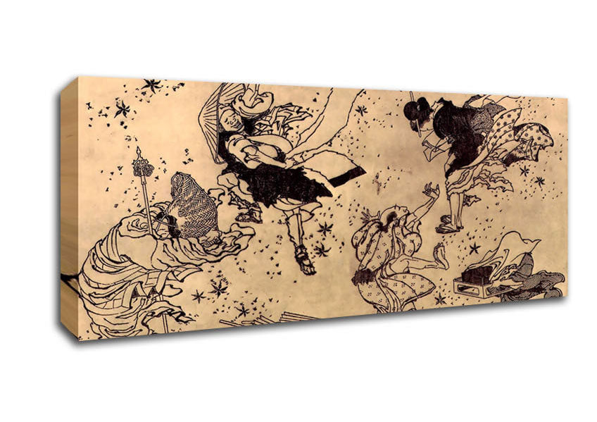 Picture of Hokusai Sudden Wind Panoramic Canvas Wall Art