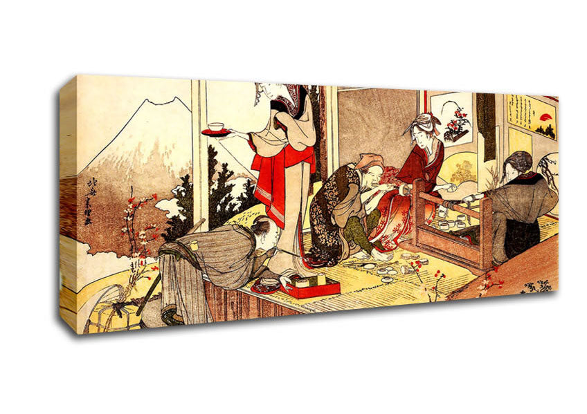 Picture of Hokusai The Studio Of Netsuke Panoramic Canvas Wall Art