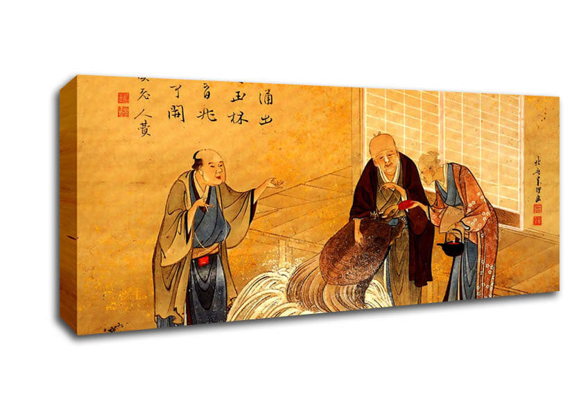 Picture of Hokusai The Thousand Years Turtle Panoramic Canvas Wall Art