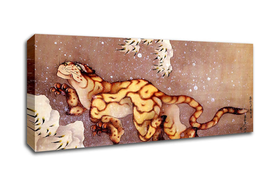 Picture of Hokusai Tiger In The Snow Panoramic Canvas Wall Art