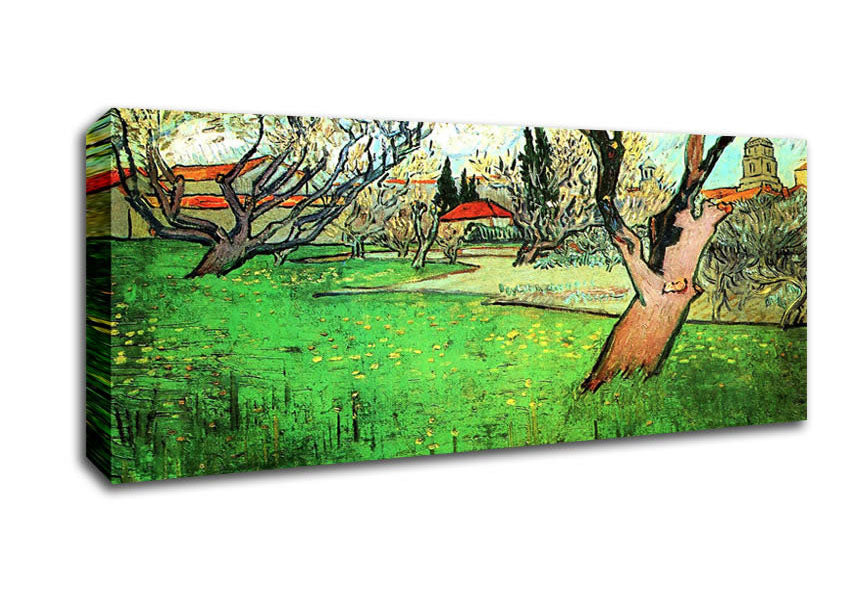 Picture of Vincent Van Gogh View Of Arles With Flowering Tree Panoramic Canvas Wall Art