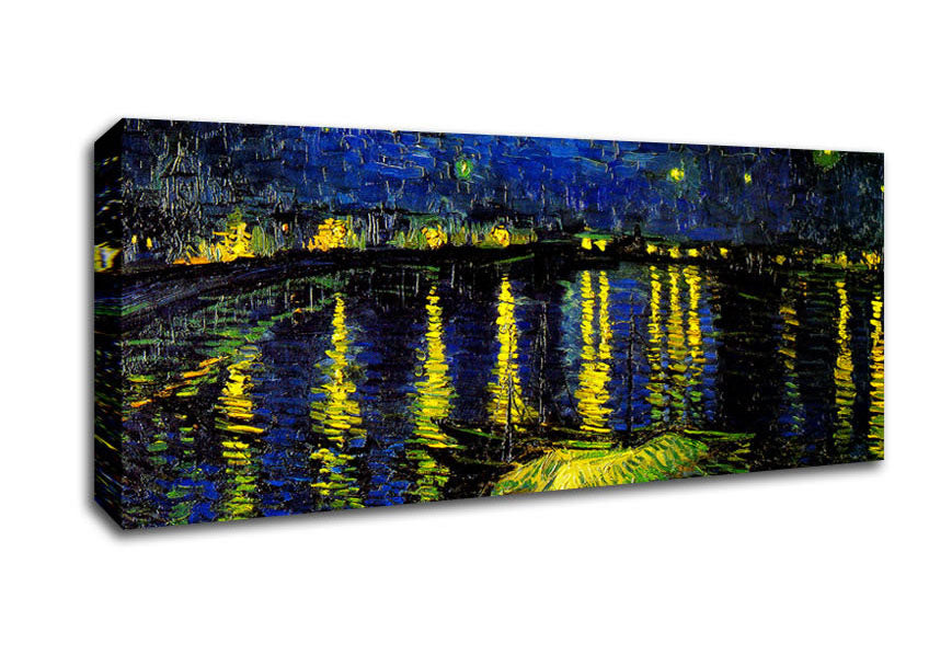 Picture of Vincent Van Gogh Starry Night Over Rhone 4 Panoramic Canvas Wall Art