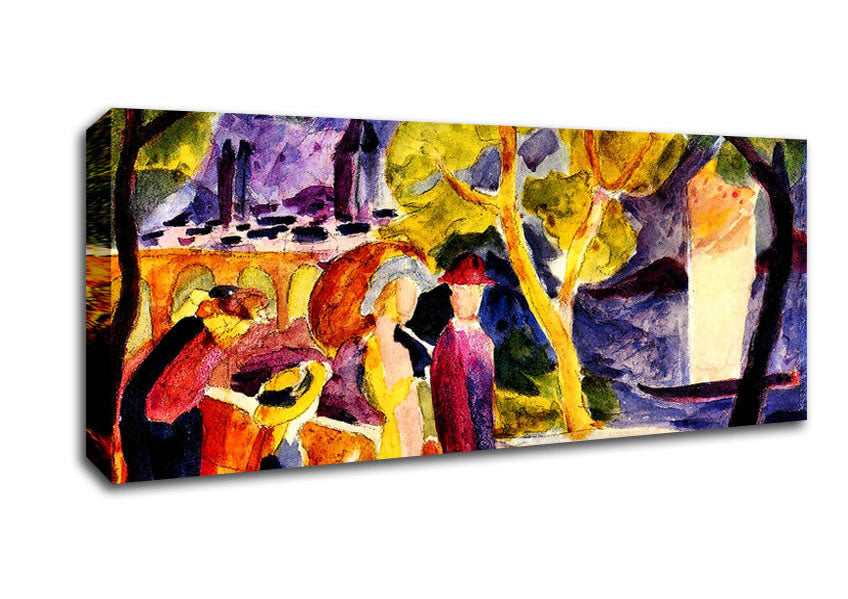 Picture of August Macke Walking At The Lake Panoramic Canvas Wall Art