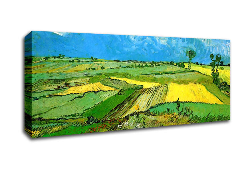 Picture of Van Gogh Wheat Fields At Auvers Under Clouded Sky Panoramic Canvas Wall Art