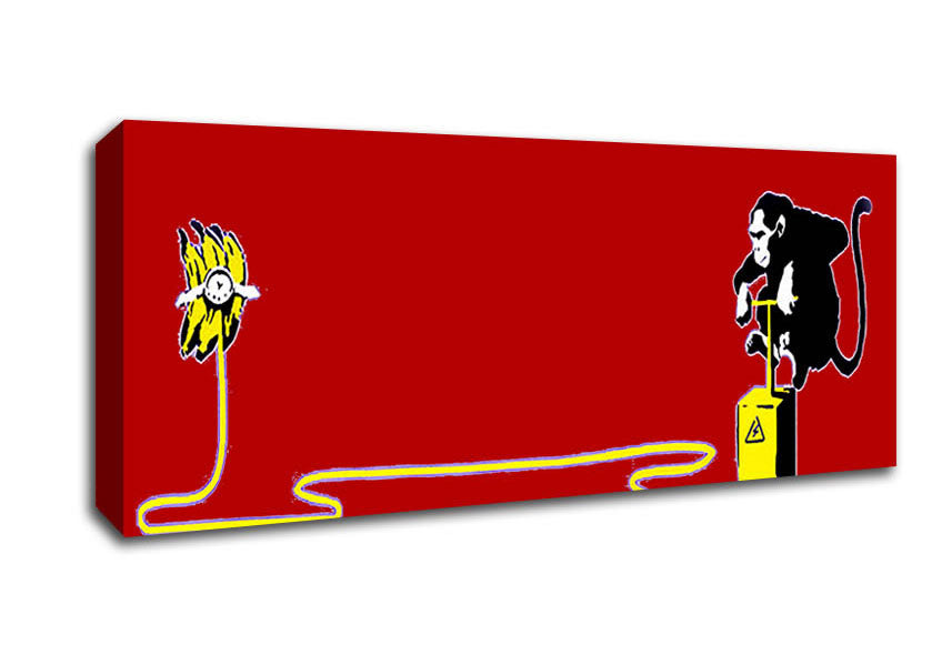 Picture of Banana Monkey Detonator Red Panoramic Canvas Wall Art