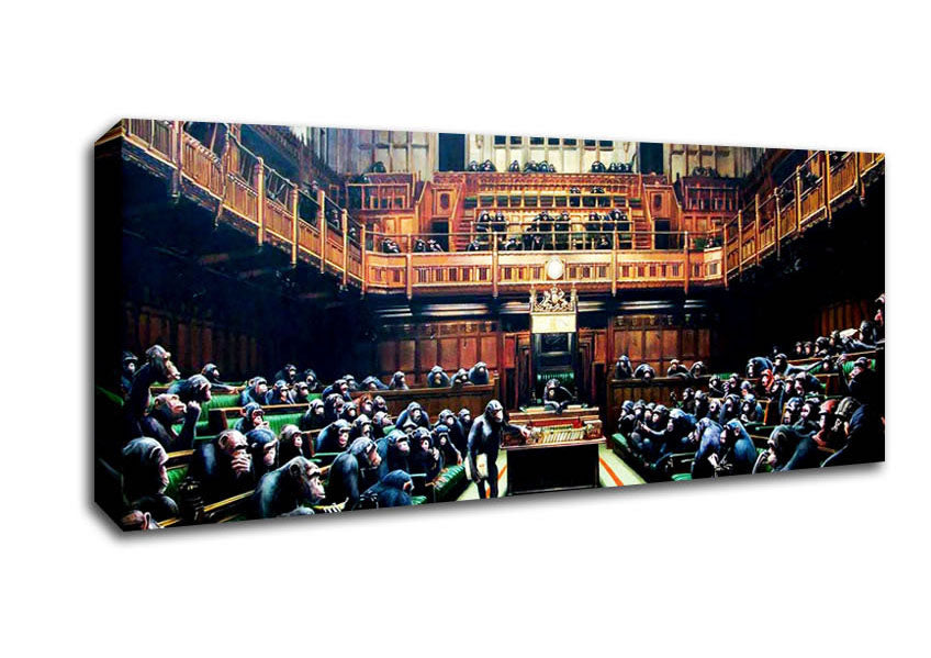 Picture of Monkey Parliament Panoramic Canvas Wall Art