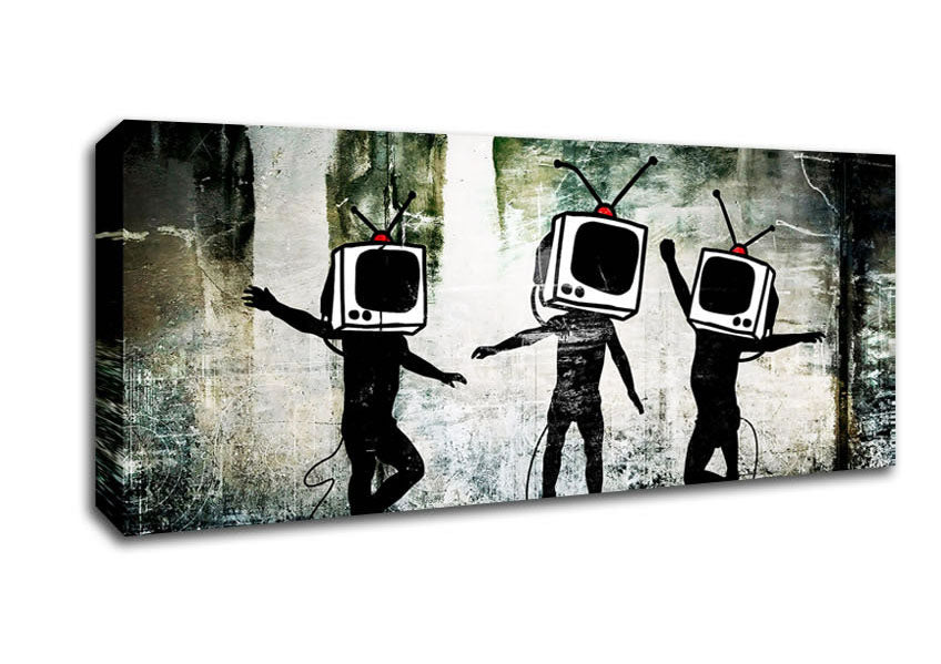 Picture of Banksy Tv Kids Panoramic Canvas Wall Art