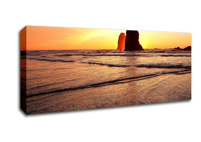 Picture of Beach Rock Sunrise Panoramic Canvas Wall Art