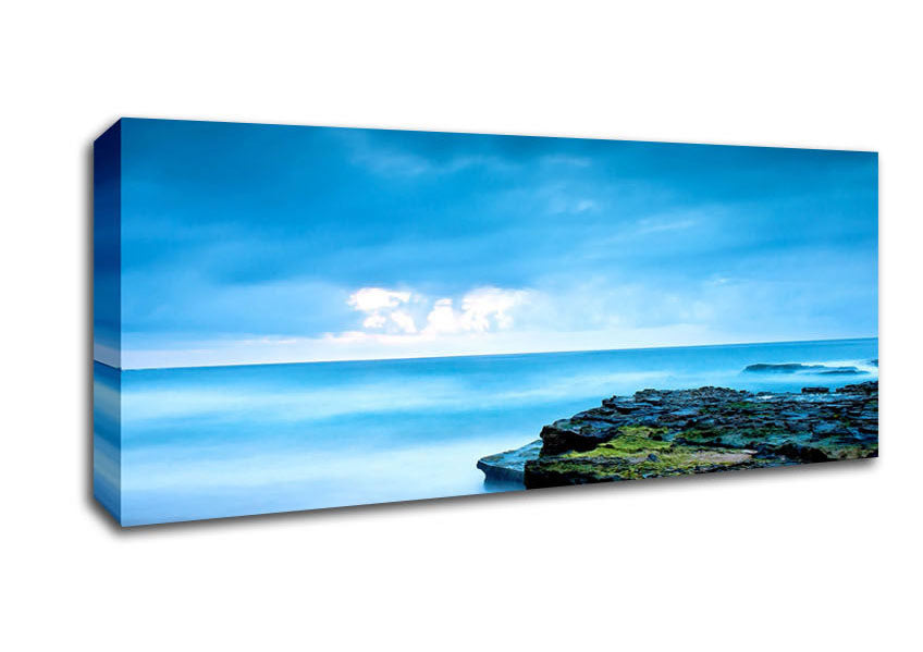 Picture of Beach Shore Blues Panoramic Canvas Wall Art