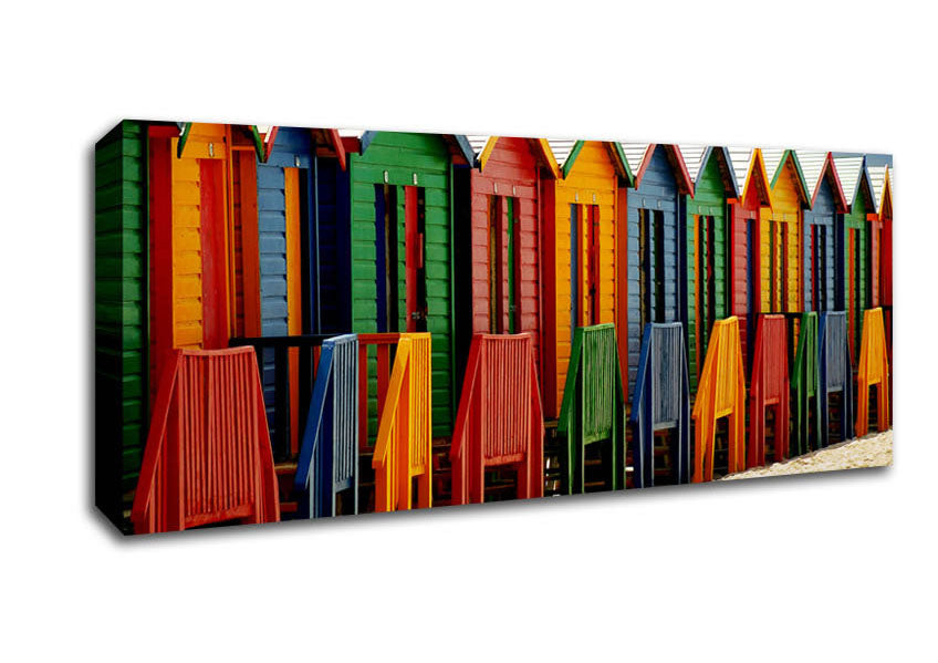 Picture of Beach Hut Parade Panoramic Canvas Wall Art