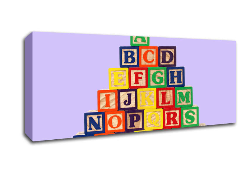 Picture of Alphabet Blocks Lilac Panoramic Canvas Wall Art