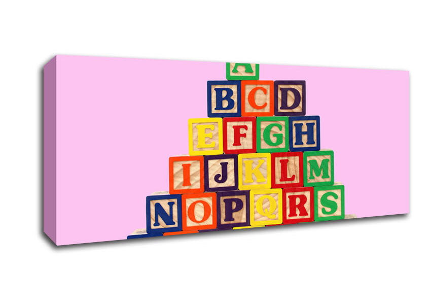 Picture of Alphabet Blocks Pink Panoramic Canvas Wall Art