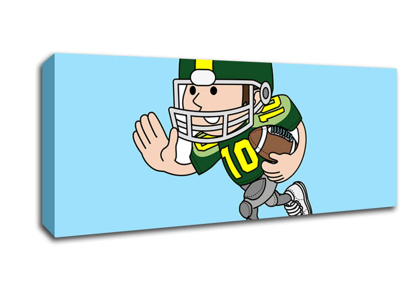 Picture of American Football Sport Player Baby Blue Panoramic Canvas Wall Art