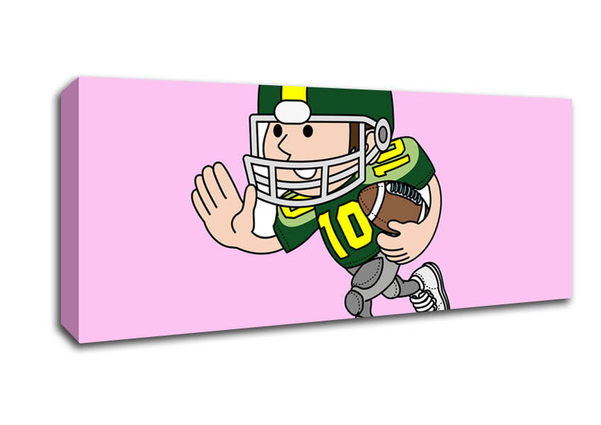 Picture of American Football Sport Player Pink Panoramic Canvas Wall Art