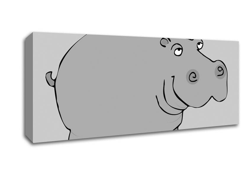 Picture of Big Fat Hippo Lilac Panoramic Canvas Wall Art