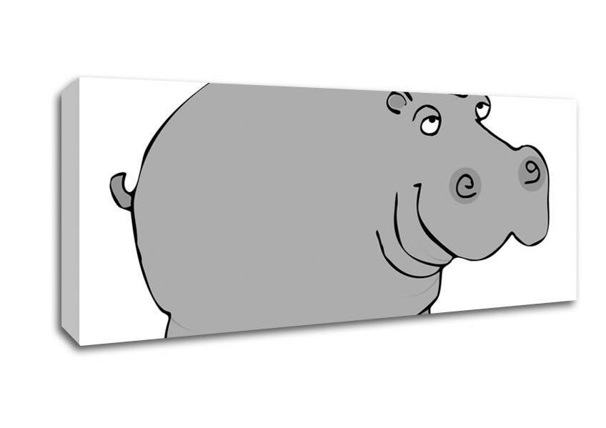 Picture of Big Fat Hippo White Panoramic Canvas Wall Art