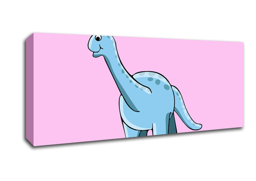 Picture of Big Funny Dinosaur Pink Panoramic Canvas Wall Art