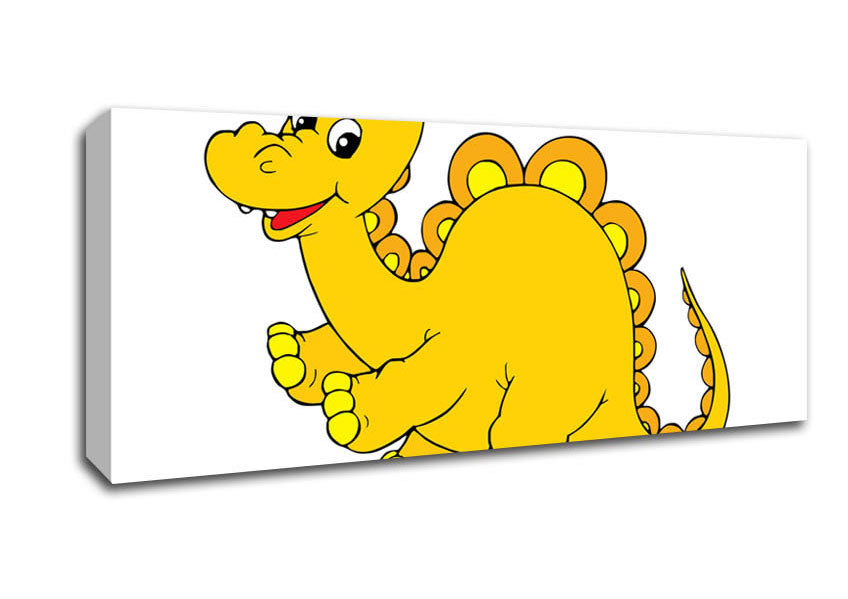 Picture of Big Happy Dinosaur White Panoramic Canvas Wall Art