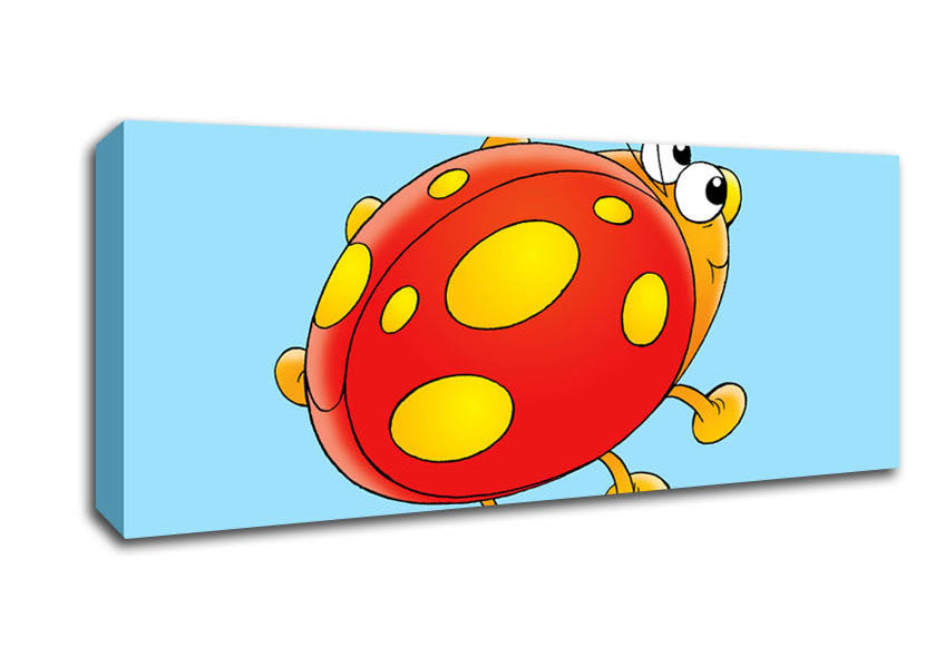 Picture of Cartoon Ladybug Baby Blue Panoramic Canvas Wall Art