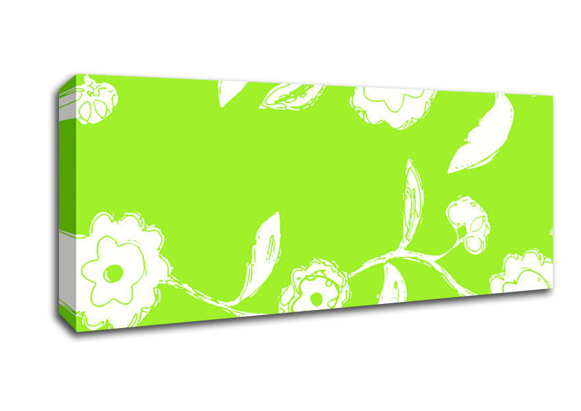 Picture of Flower Essence Lime Green Panoramic Canvas Wall Art