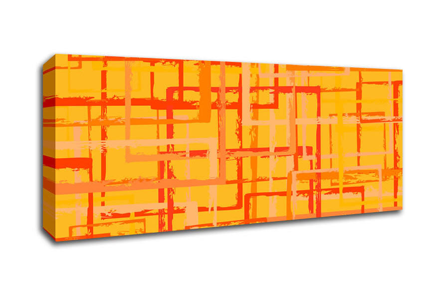 Picture of Tangerine Lines Panoramic Canvas Wall Art