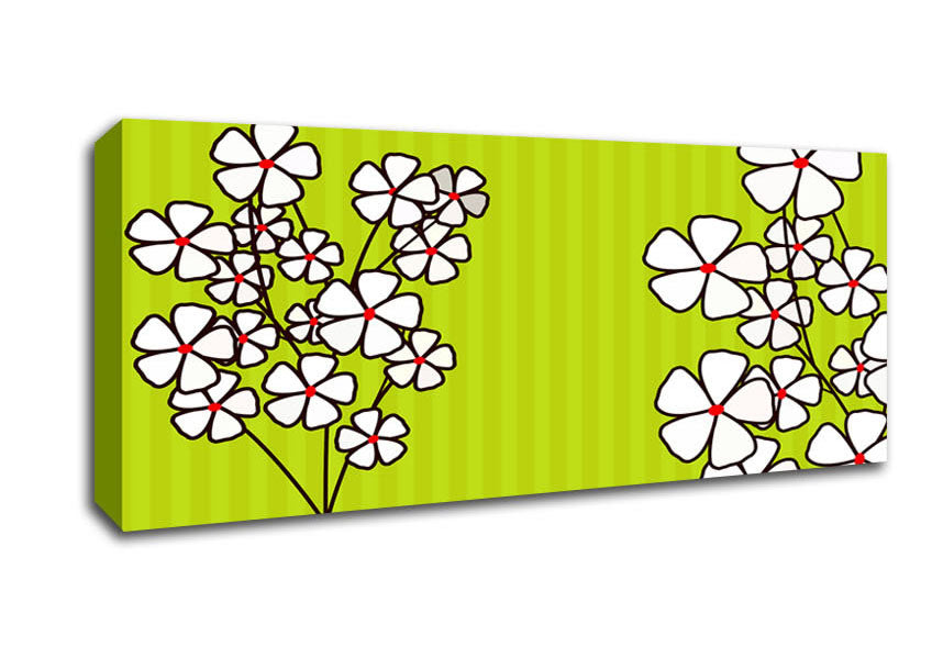 Picture of Poppies On Lime Green Panoramic Canvas Wall Art